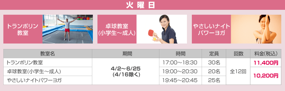 メインアリーナ おとな向け教室 火曜日