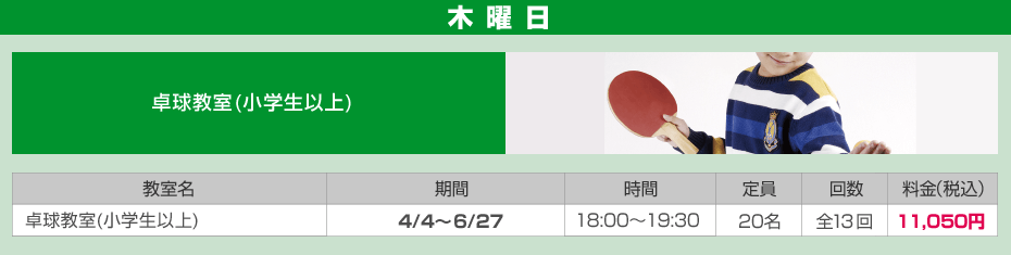 西体育会館 こども向け教室 木曜日
